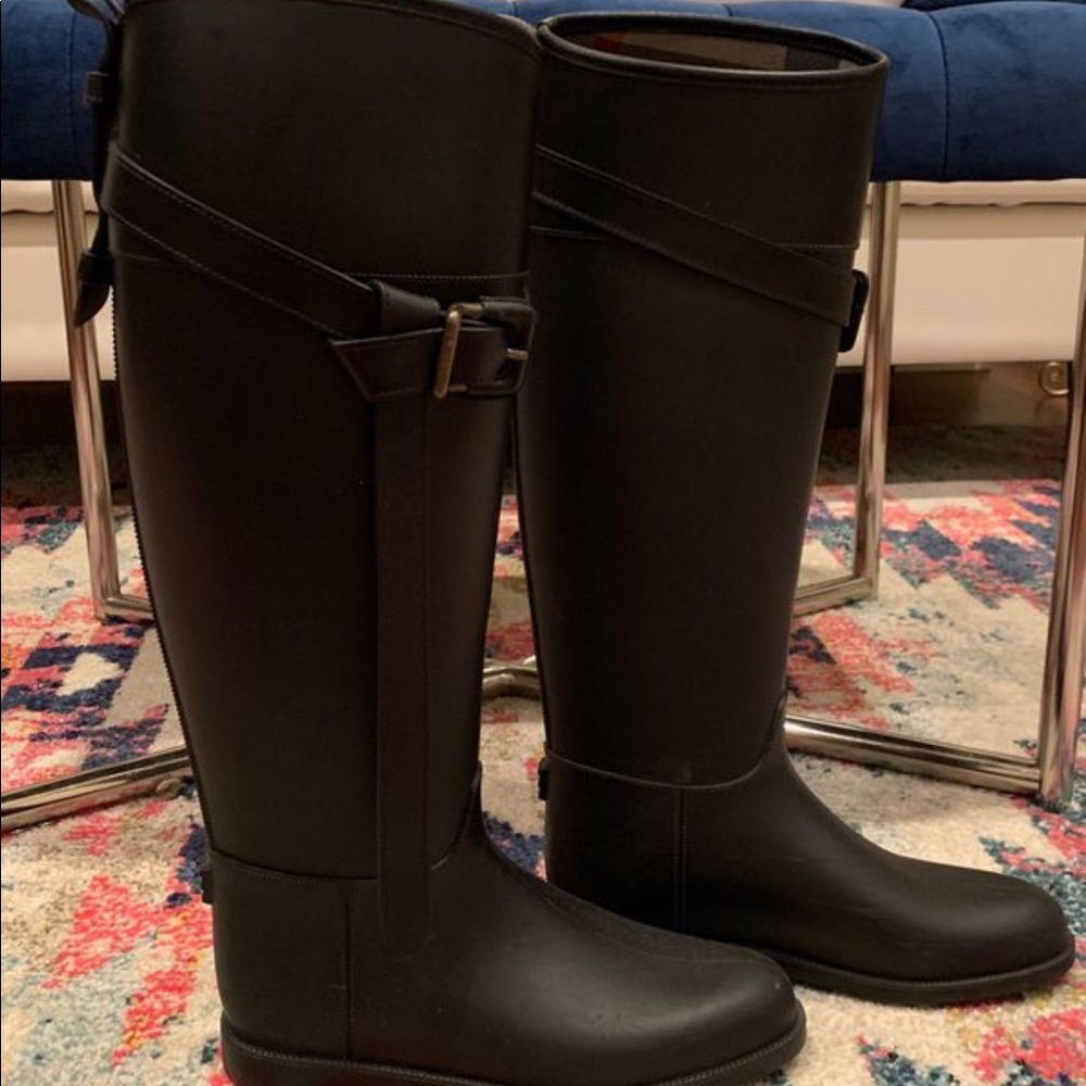 Authentic Burberry knee high rain boots